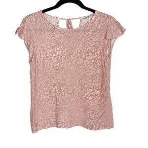 Abercrombie & Fitch XS Orange Ditsy Floral Flutter Sleeve Keyhole Tie Back Top